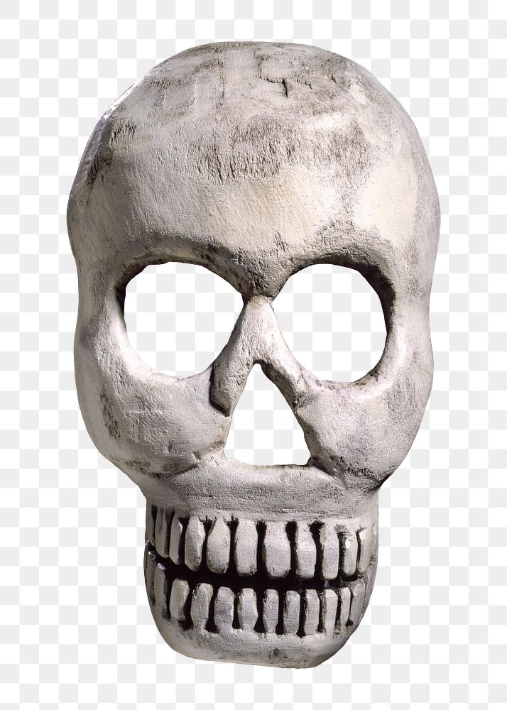 PNG Human skull sculpture, transparent background.  Remixed by rawpixel. 
