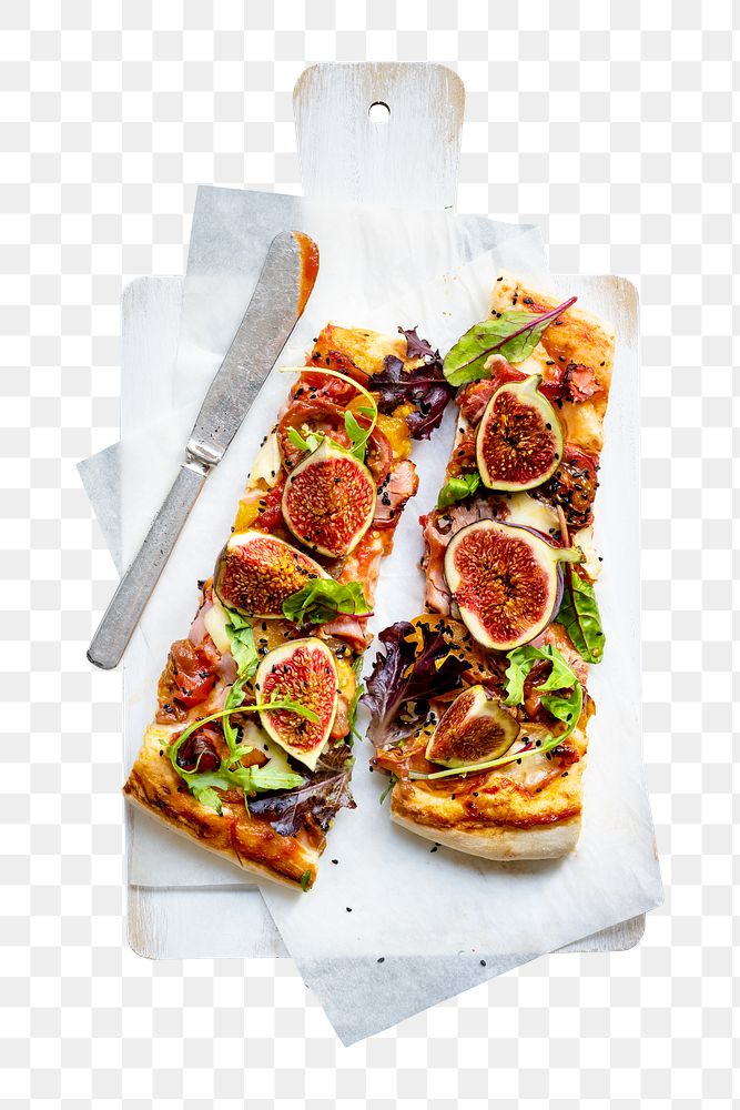Fusion figs pizza png plate, transparent background