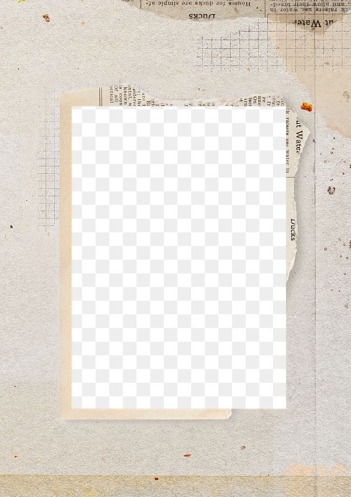 Brown rectangle png frame, grid paper, transparent background