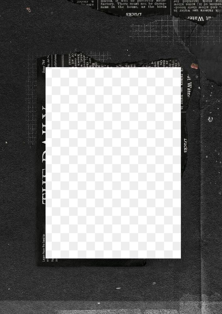 Black rectangle png frame, grid paper, transparent background