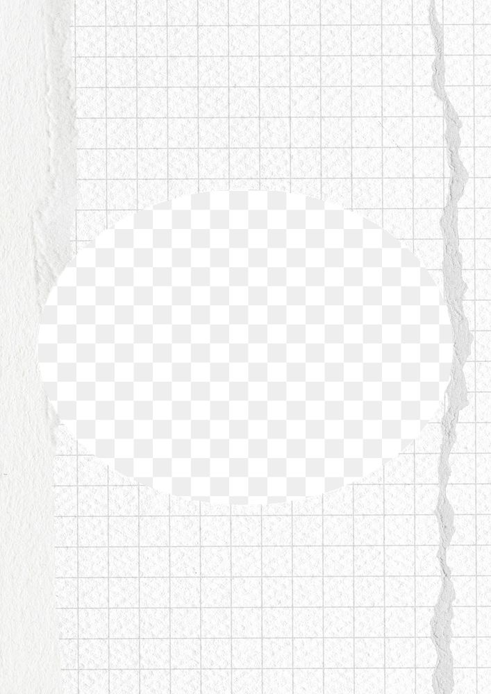 Oval png frame, white grid paper, transparent background