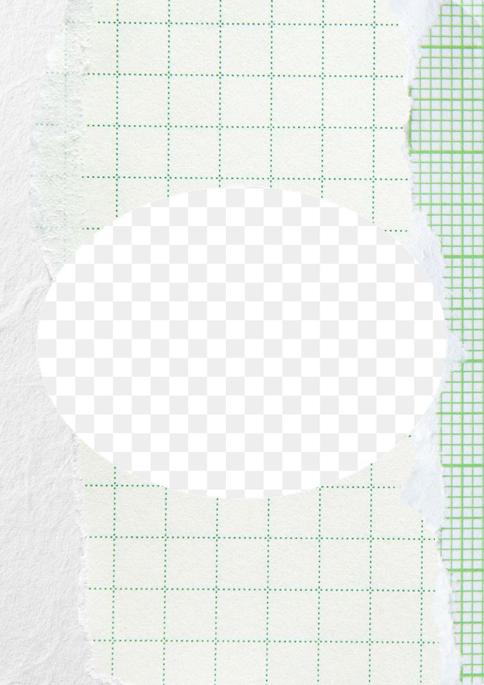 Oval png frame, green grid paper, transparent background