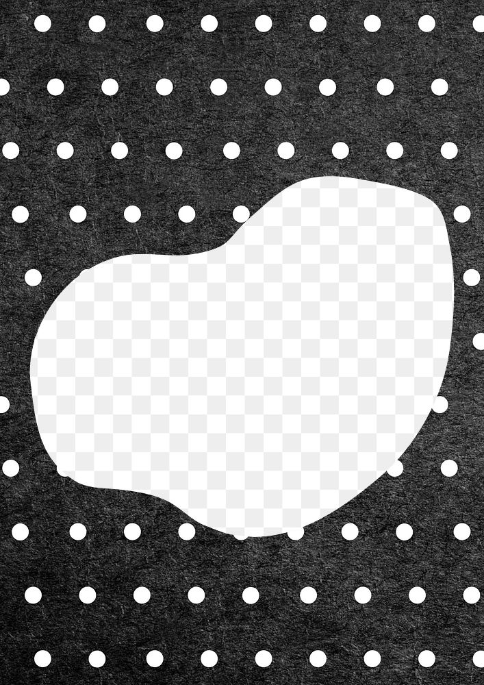 Black png frame, polka dot pattern, transparent background