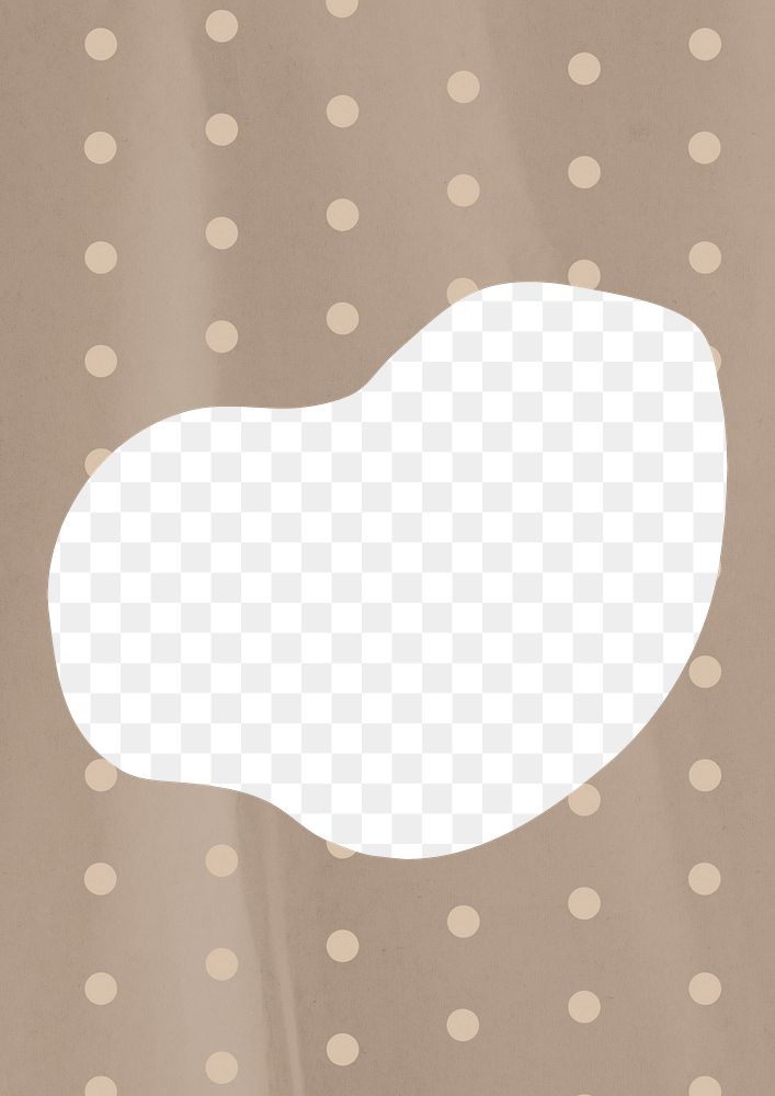 Brown png frame, polka dot pattern, transparent background