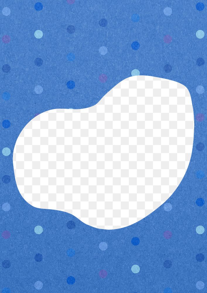 Blue png frame, polka dot pattern, transparent background