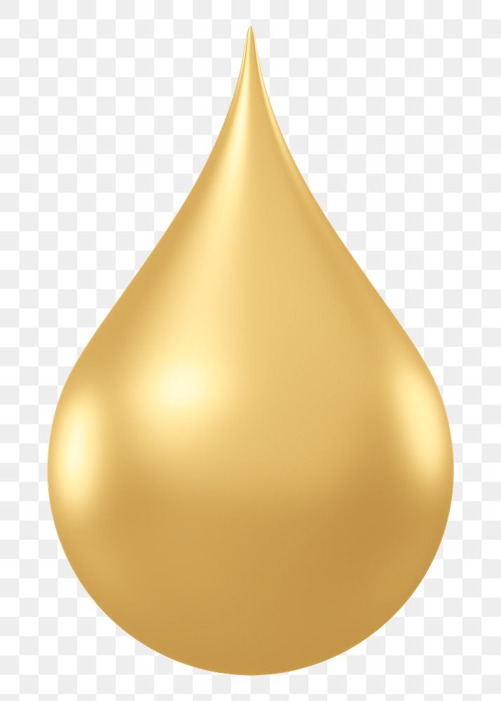 PNG 3D gold droplet, element illustration, transparent background