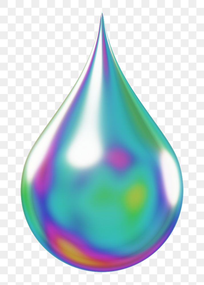PNG 3D iridescent droplet, element illustration, transparent background
