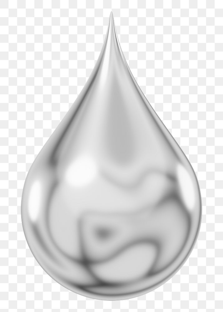 PNG 3D chrome droplet, element illustration, transparent background