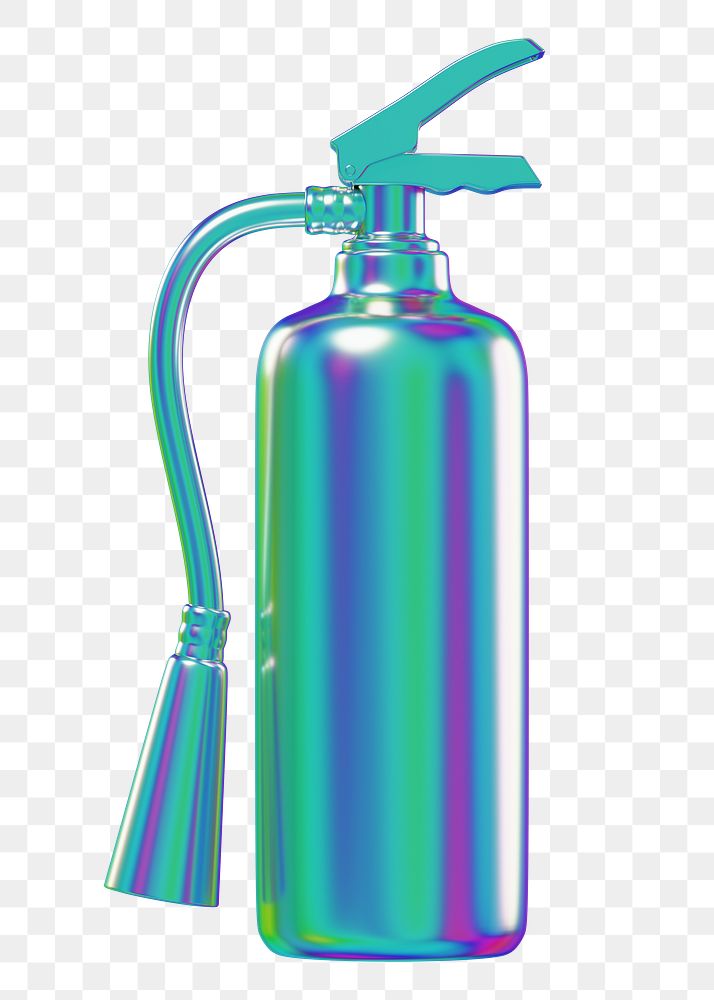 PNG 3D holographic fire extinguisher, element illustration, transparent background