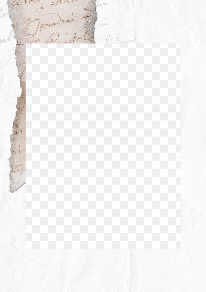 White vintage paper png frame, transparent design