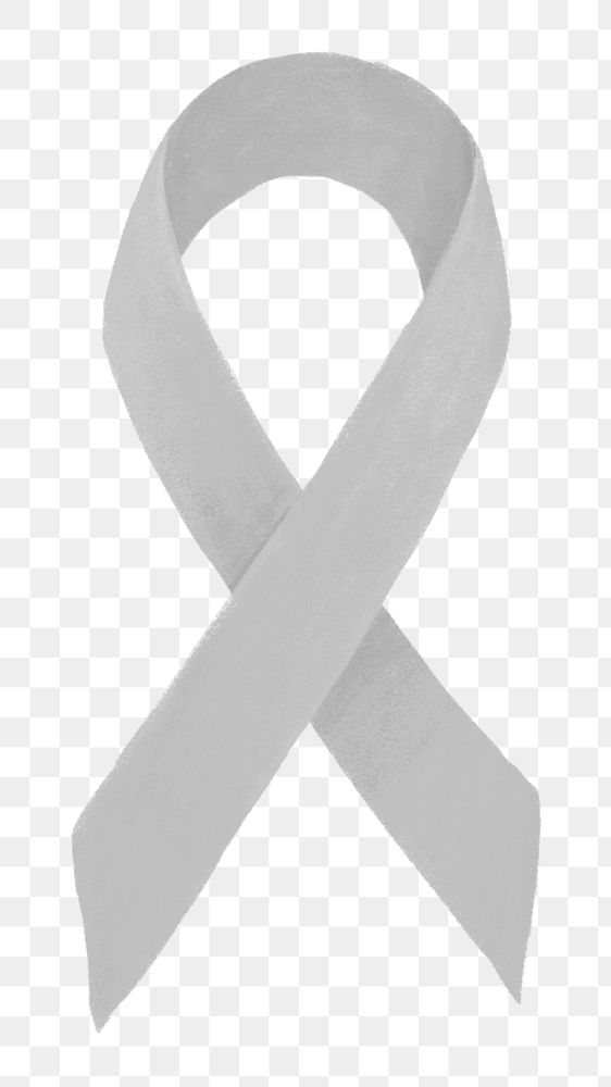 Gray ribbon png, brain cancer awareness illustration, transparent background