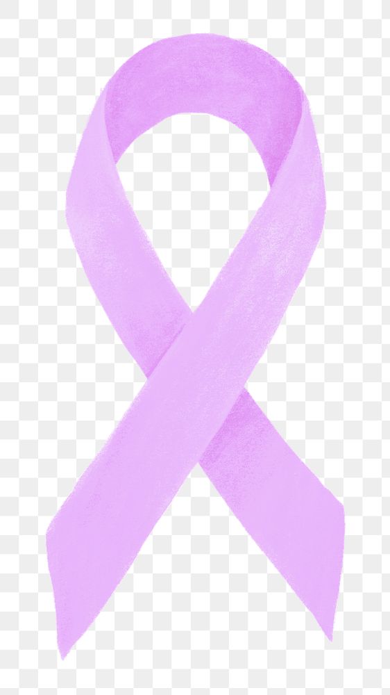 Light purple ribbon png, cancer awareness illustration, transparent background