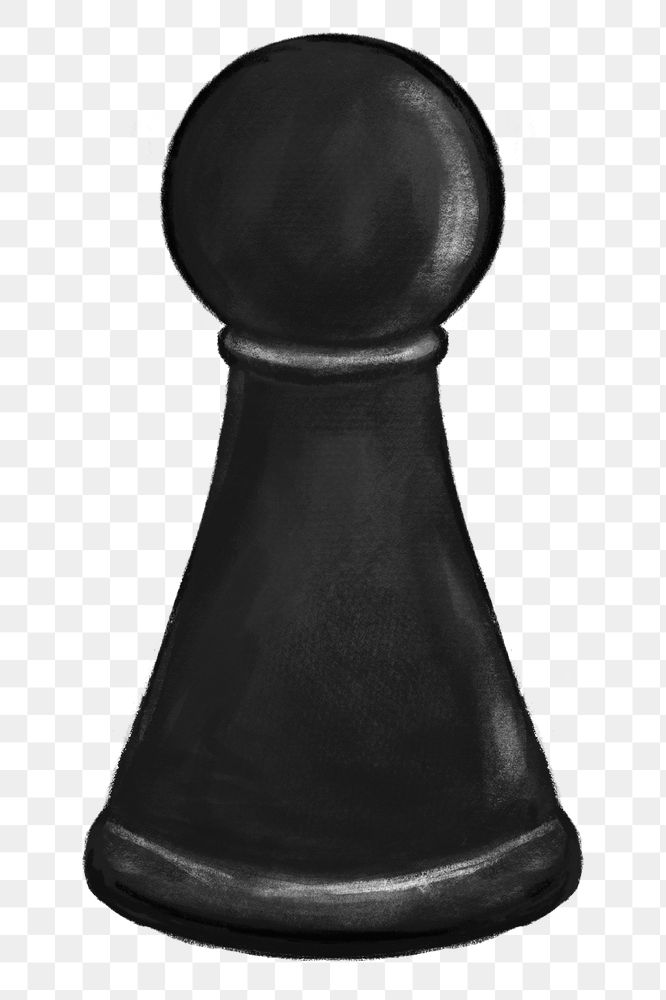 Black pawn png chess piece, transparent background