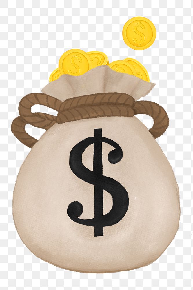 Money bag png illustration, transparent background