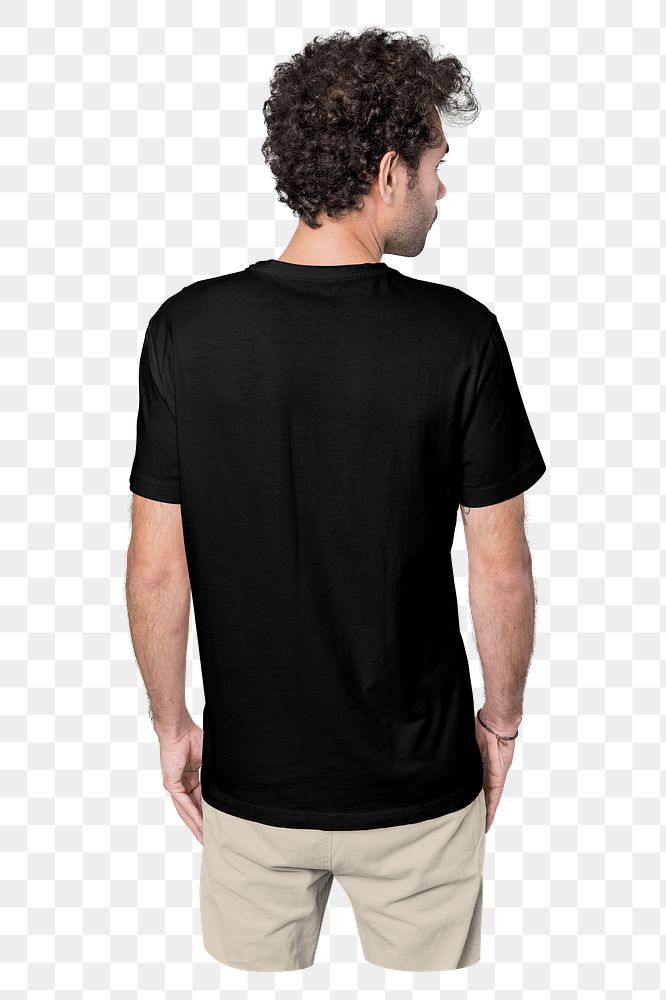 PNG Men's black tshirt fashion back view transparent background