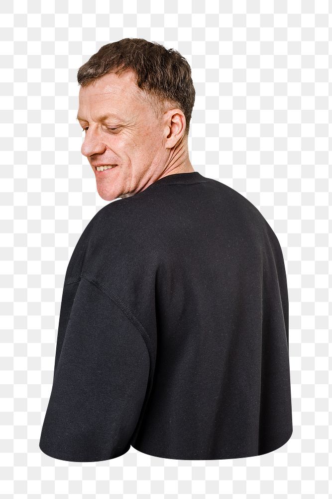 PNG man with black sweater, collage element, transparent background
