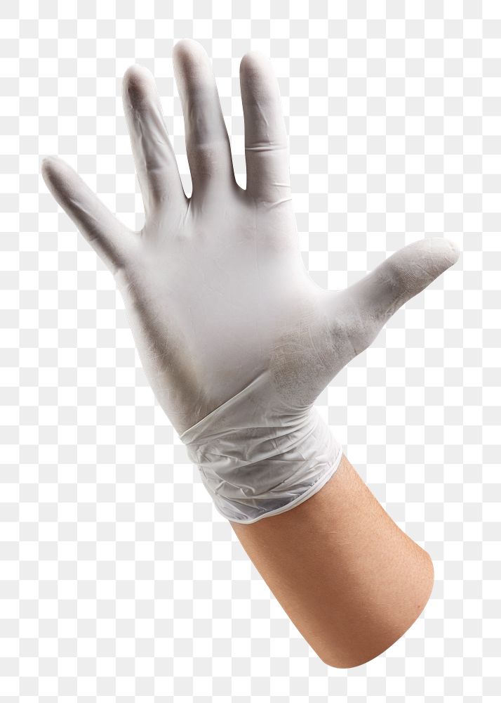 PNG Medical gloved hands collage element, transparent background