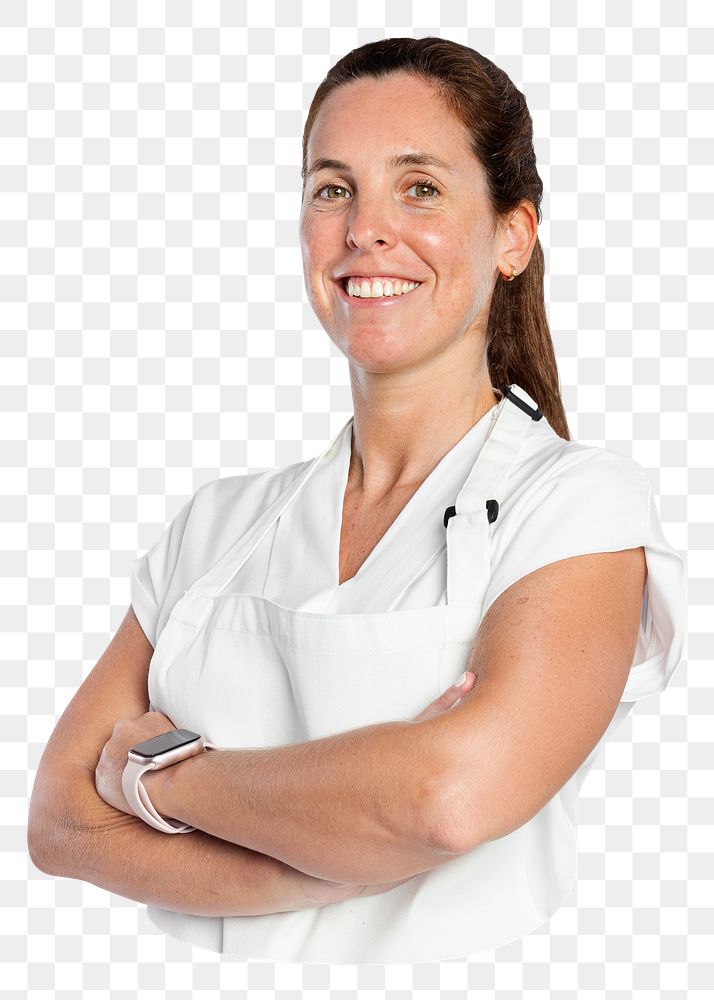 Confident woman png with crossed arms, transparent background