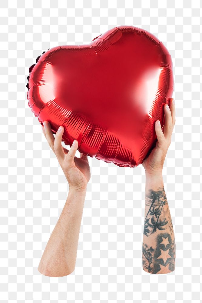 PNG Valentines heart balloon with, collage element, transparent background