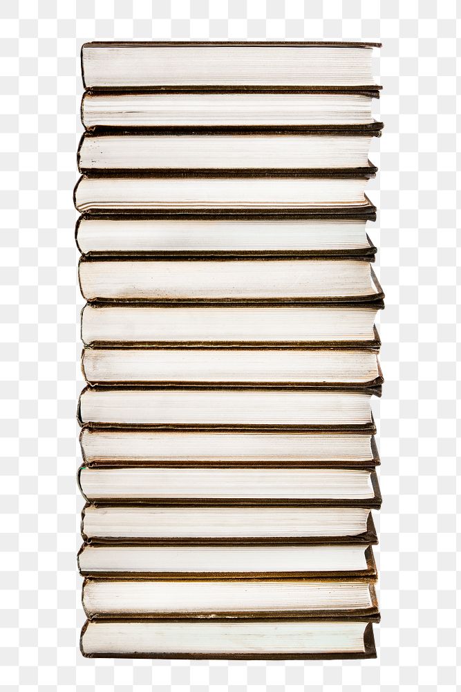 Book stack png collage element, transparent background