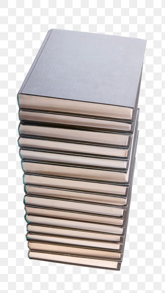 Png tall book pile, isolated object, transparent background