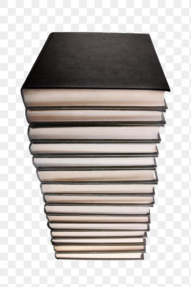 Book stack png collage element, transparent background