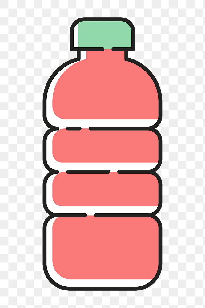 PNG Water bottle, health & wellness line art illustration, transparent background