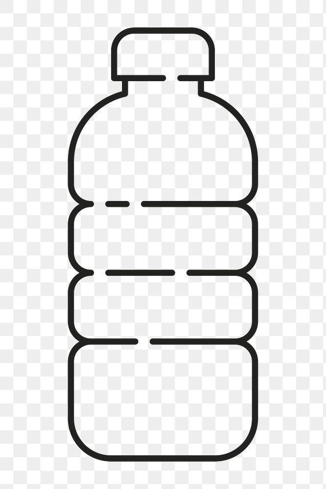 PNG Water bottle, health & wellness minimal line art illustration, transparent background