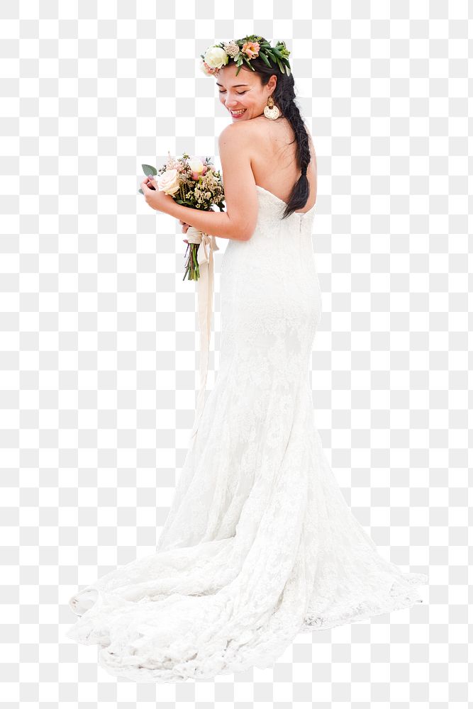 Happy beautiful bride  png, transparent background