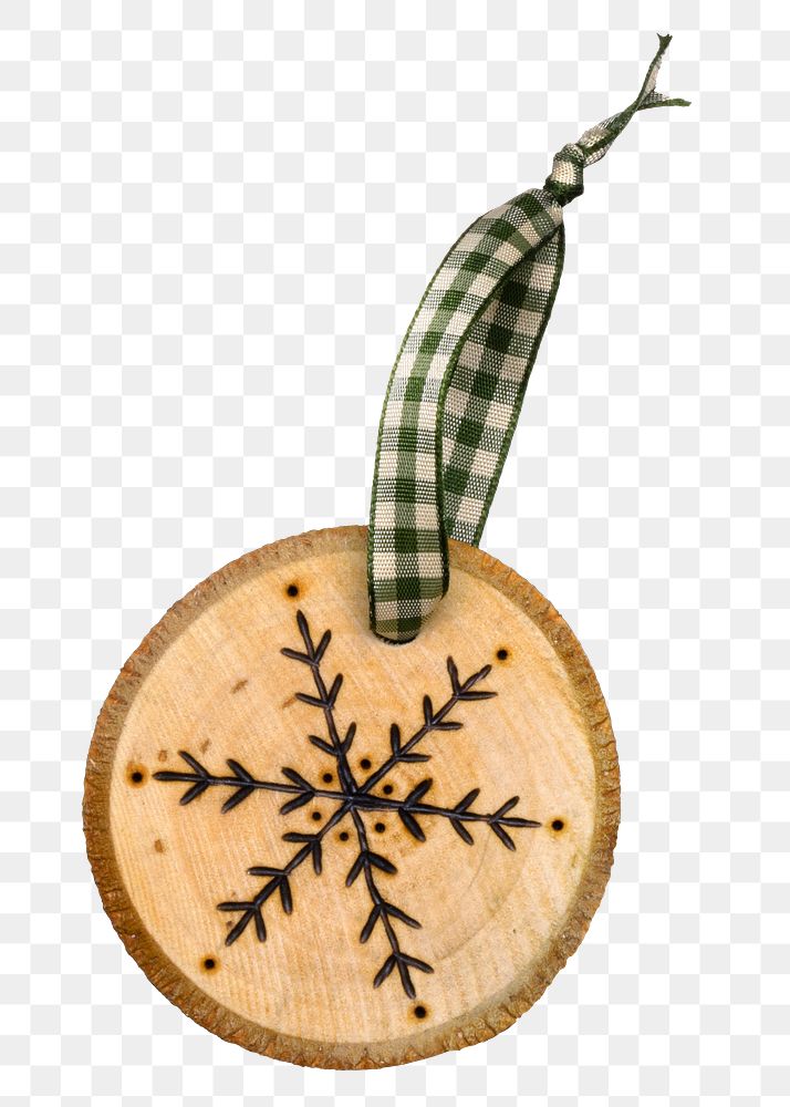 Wooded ornament png object, transparent background