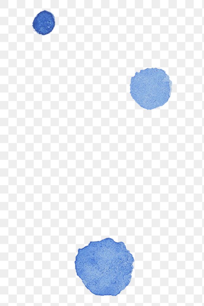 Png blue watercolor dots on transparent background