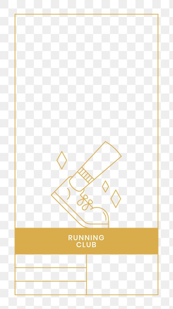 PNG Running club activity log table, gold line art design, transparent background