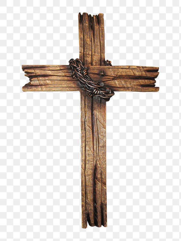 Old wooden cross png collage element, transparent background