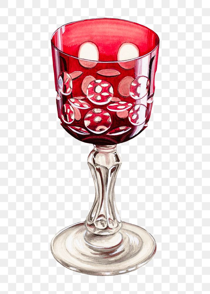 Png red carved wine glass, transparent background