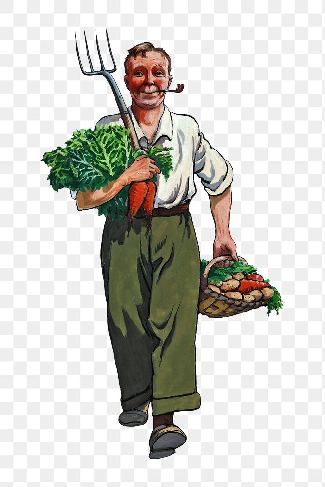 Vintage farmer png illustration, transparent background. Remixed by rawpixel. 