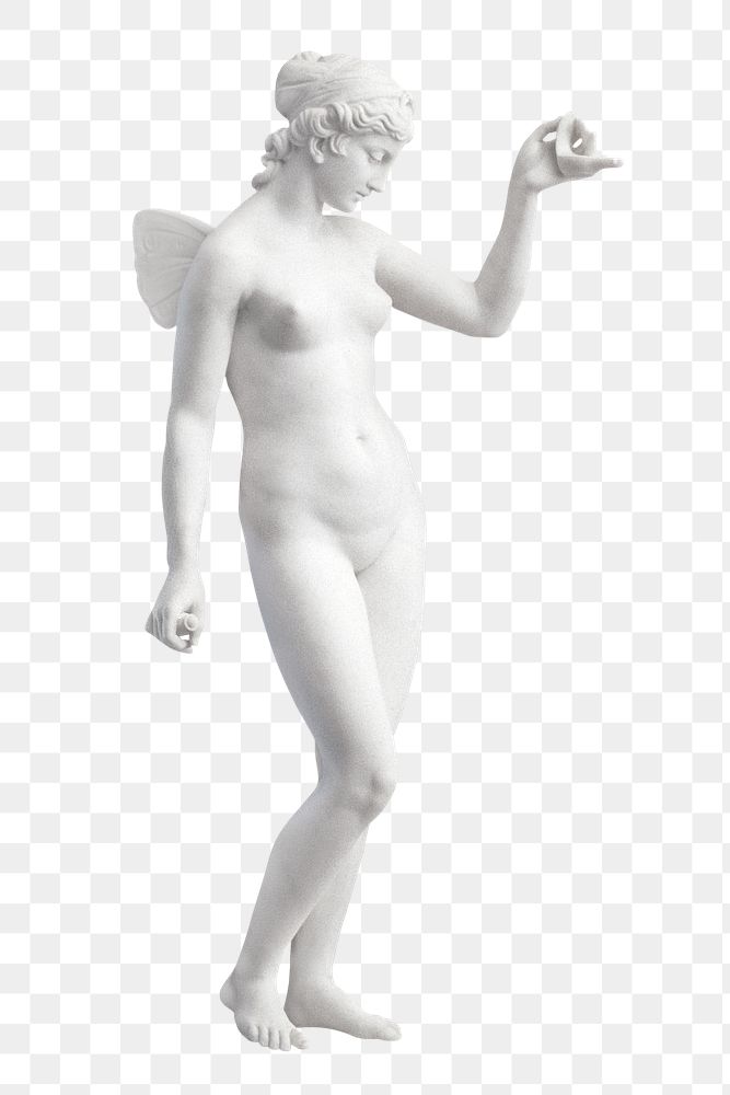 PNG Nude Greek Goddess statue, vintage sculpture by Walter Runeberg, transparent background. Remixed by rawpixel.