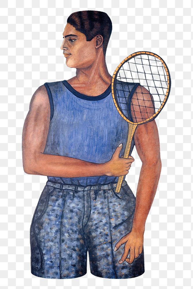 PNG vintage tennis player illustration. Remixed by rawpixel.
