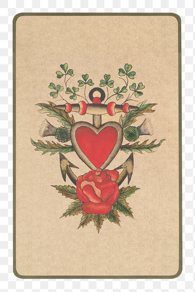 Vintage heart rose png illustration, transparent background. Remixed by rawpixel.