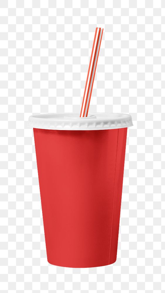 Red paper cup png soft drink packaging, transparent background