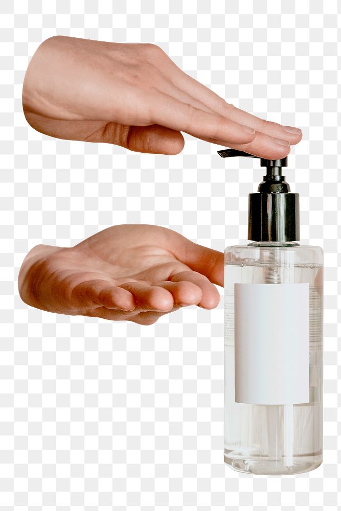 PNG Alcohol gel pump bottle, blank label transparent background