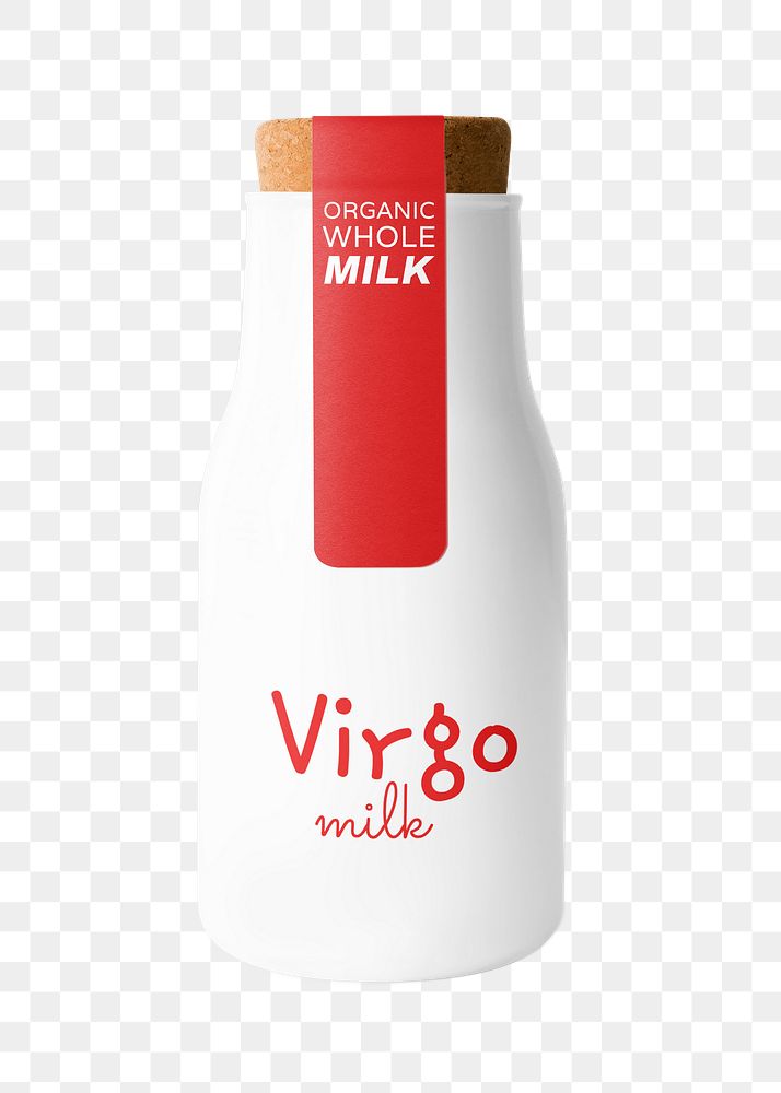 Milk bottle png beverage product packaging, transparent background