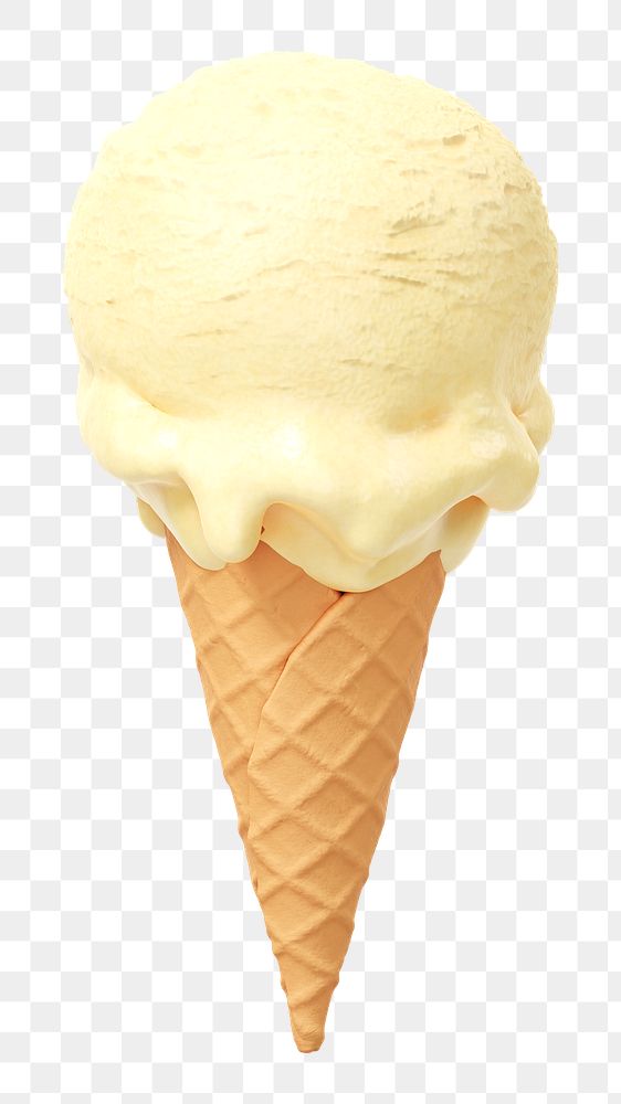PNG 3D vanilla ice-cream cone, element illustration, transparent background