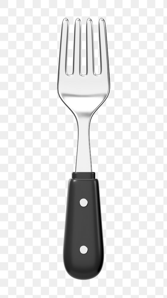 PNG 3D fork cutlery, element illustration, transparent background