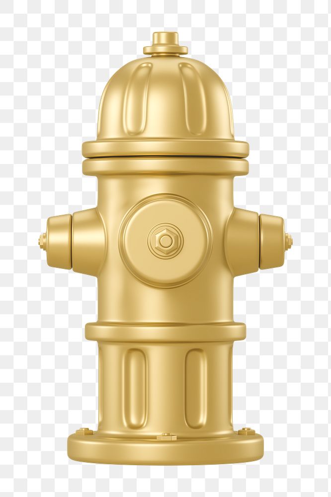 PNG 3D gold fire hydrant, element illustration, transparent background