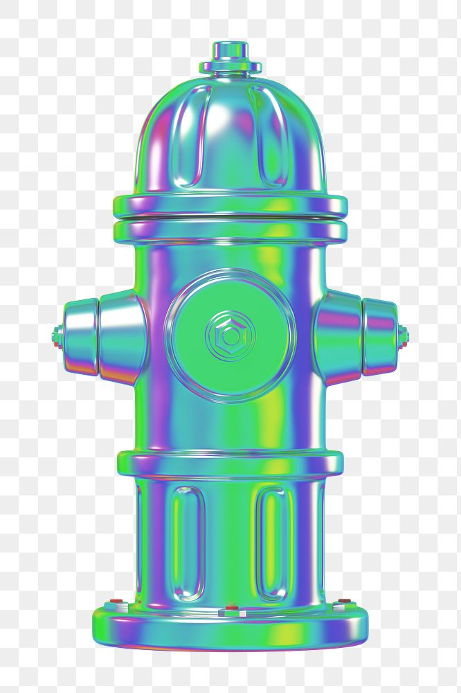 PNG 3D holographic fire hydrant, element illustration, transparent background