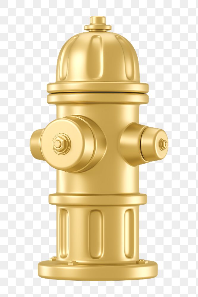 PNG 3D gold fire hydrant, element illustration, transparent background