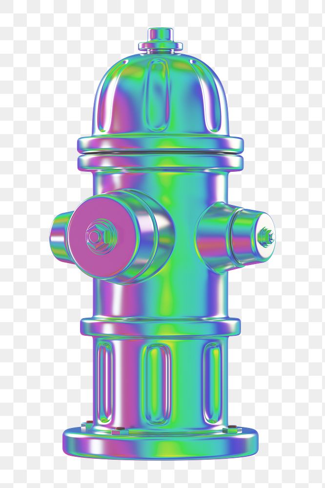PNG 3D holographic fire hydrant, element illustration, transparent background