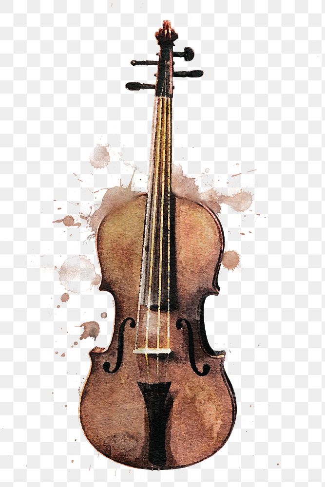 Watercolor cello png collage element, transparent background. Remixed by rawpixel.