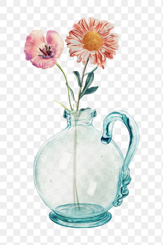 Flower vase png watercolor collage element, transparent background. Remixed by rawpixel.