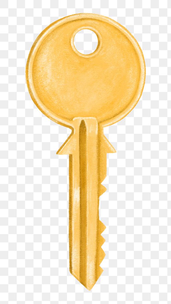 Gold house key png collage element, transparent background